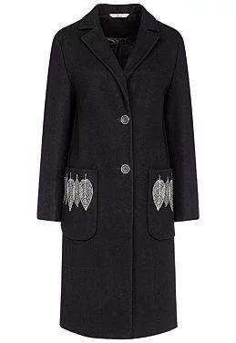 Шерстяное пальто с вышивкой (Т-7735)