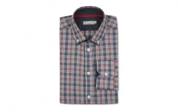Brushed Cotton Red and Navy Check Shirt