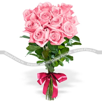 Розы поштучно Гранд Флора(11 розовых роз (70см))