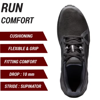 Run Comfort Men's Running Shoes - Black - UK 8.5 - EU 43 By KALENJI | Decathlon