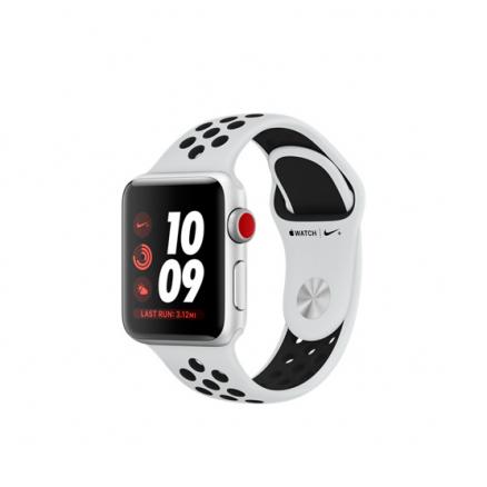 Умные часы Apple Watch Series 3 Nike+ GPS + Cellular, 38mm, корпус из серебристого алюминия, спортивный ремешок Nike цвета «чистая платина/чёрный»