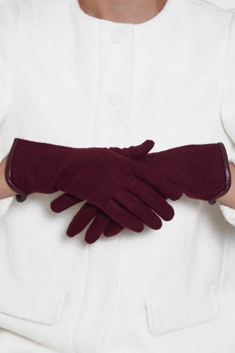 Бордовые удлиненные перчатки